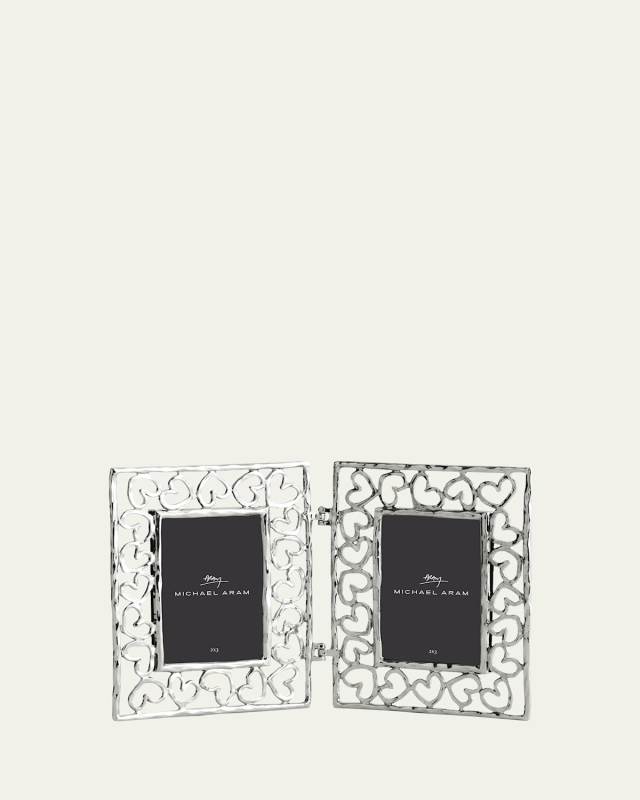 Heart Hinged Frame - 1.75" x 2.5", Silver
